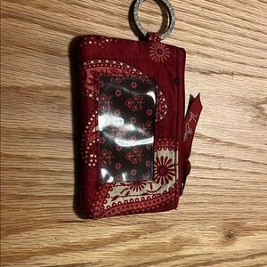 Vera Bradley Red Rhinestone Lanyard Id case missing lanyard strap